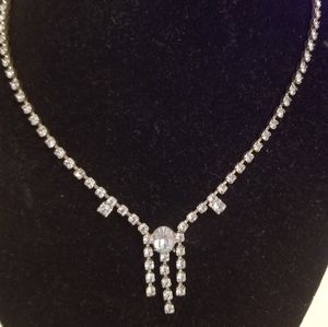 Vintage light blue rhinestone necklace